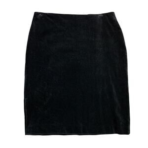 Vintage Norma Kamali Skirt Women 42 US XL Solid Black Velvet Zip Back Mini *READ